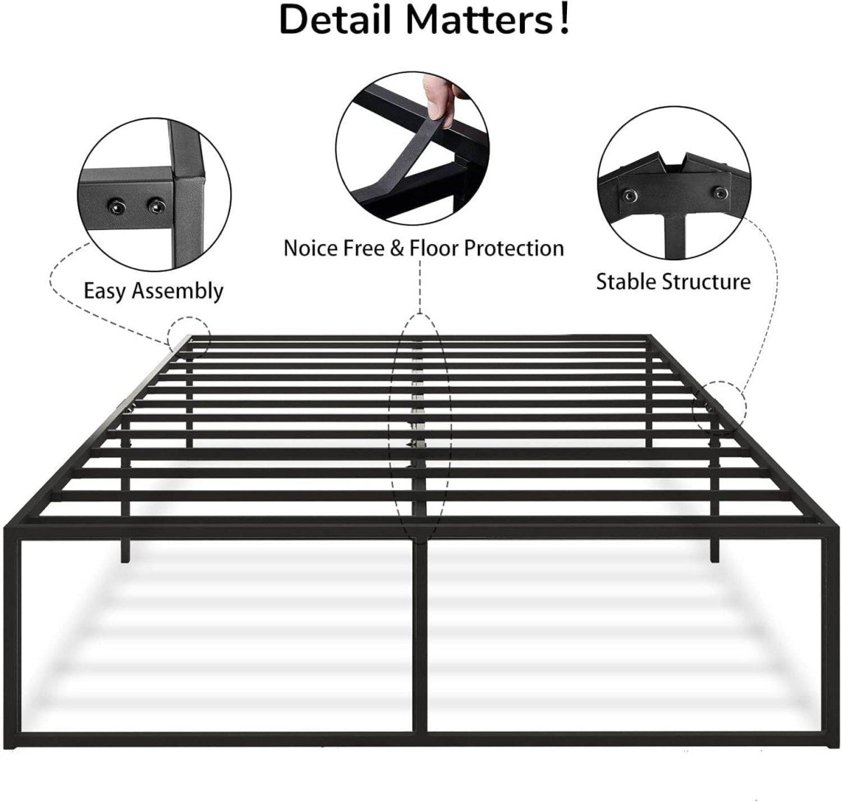 Full 16 - Inch Heavy Duty Metal Bed Frame - Serenova - Omega Lifestyles
