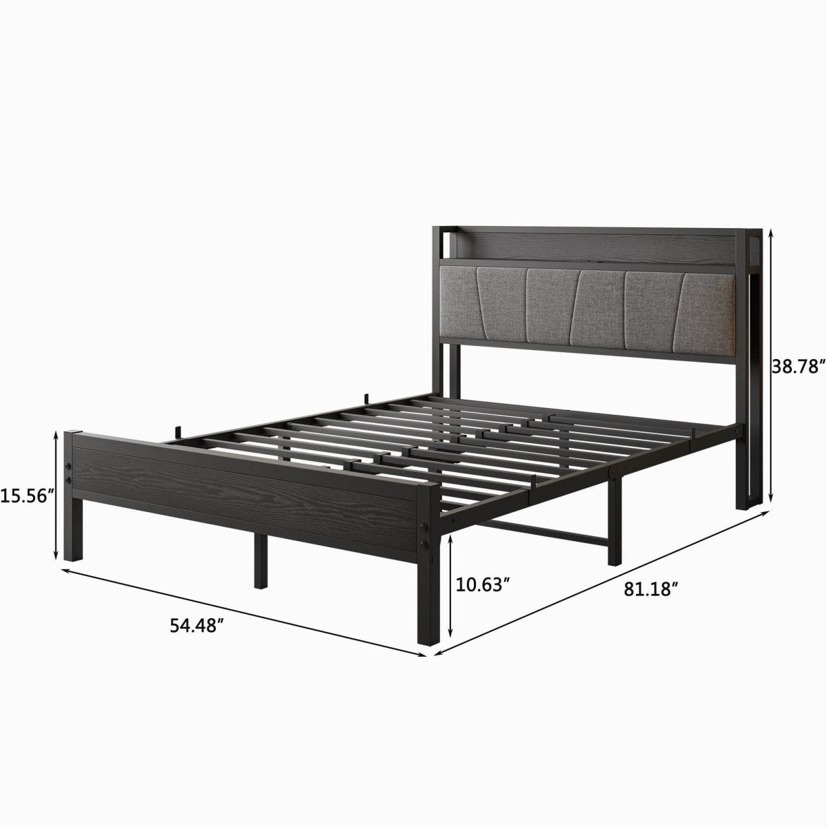 Full Full Size Bed Frame With Storage Headboard Charging Station - Serenova - Omega Lifestyles