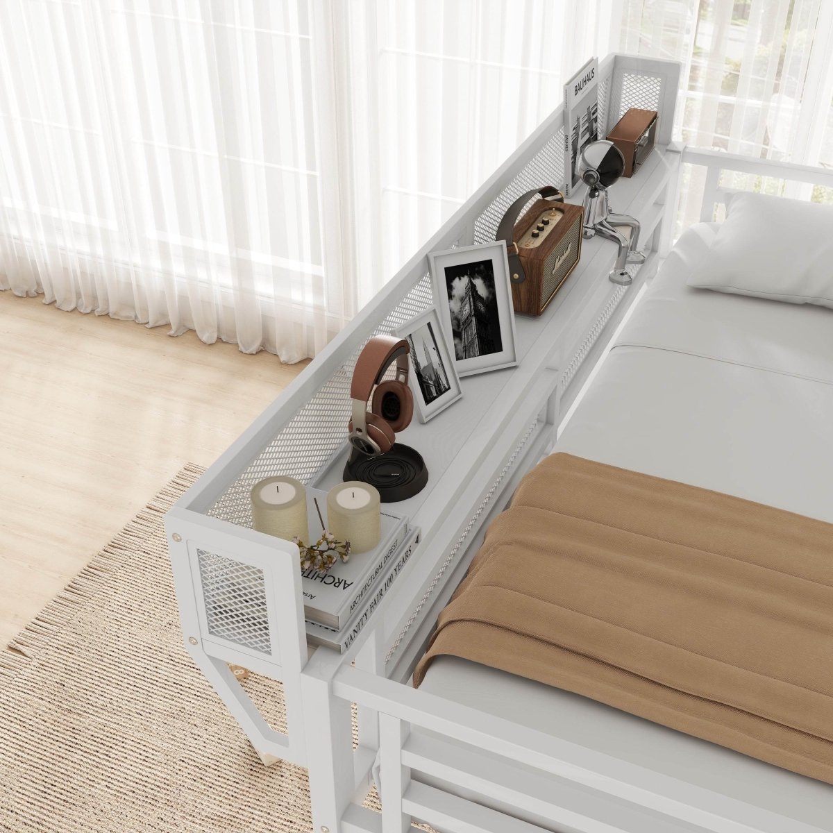 Full Metal Full Size Loft Bed With Desk Charging Station - Serenova - Omega Lifestyles