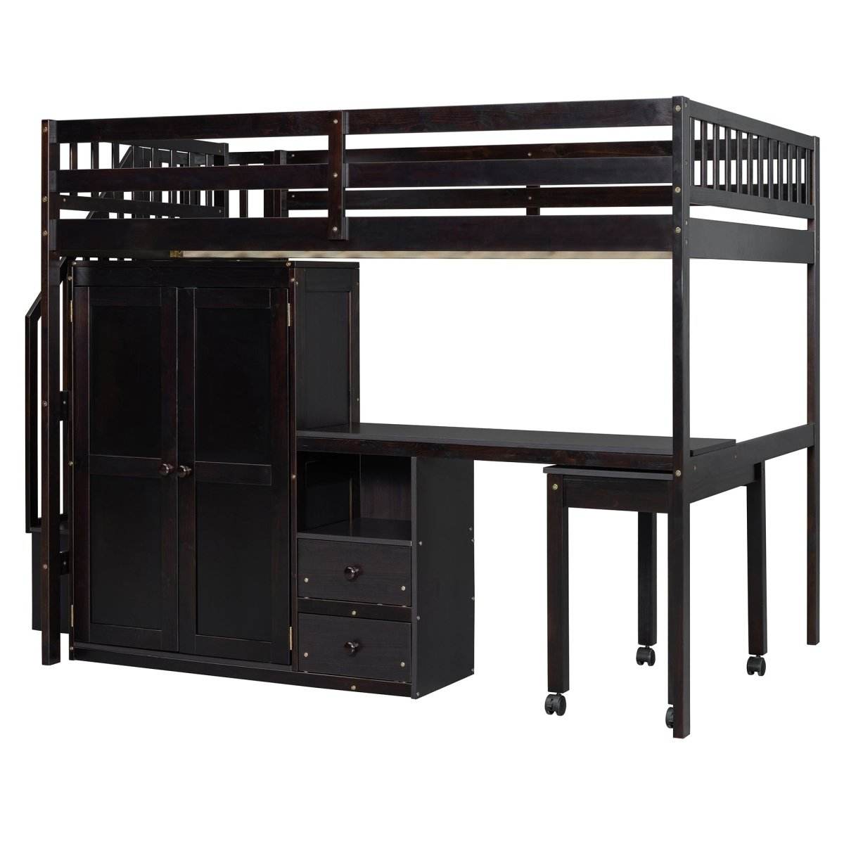 Full Multifunctional Solid Wood Loft Bed With Storage - Sleep Galleria