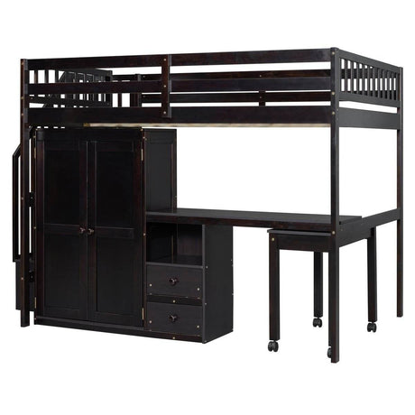 Full Multifunctional Solid Wood Loft Bed With Storage - Sleep Galleria