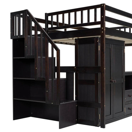 Full Multifunctional Solid Wood Loft Bed With Storage - Sleep Galleria