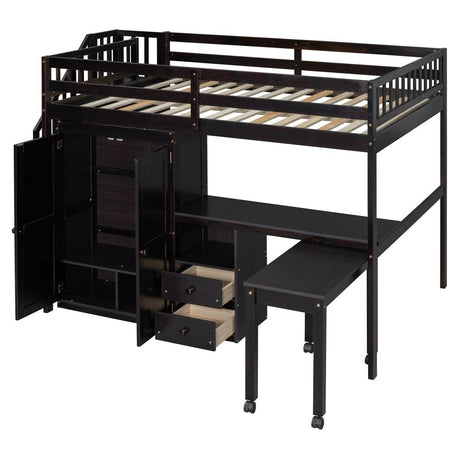 Full Multifunctional Solid Wood Loft Bed With Storage - Sleep Galleria