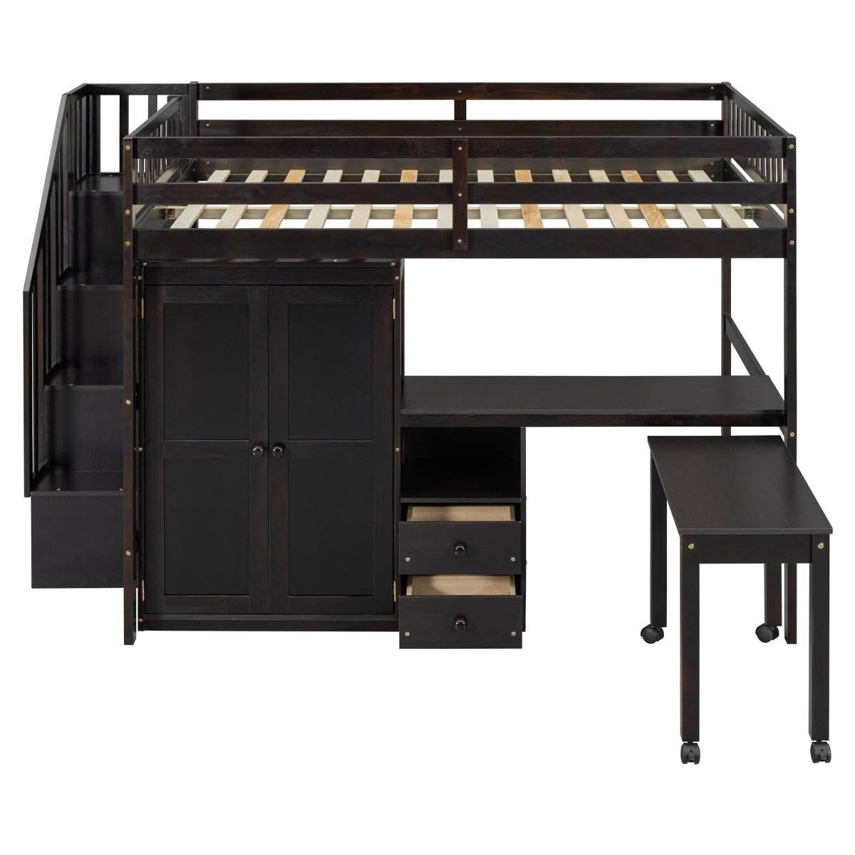 Full Multifunctional Solid Wood Loft Bed With Storage - Sleep Galleria