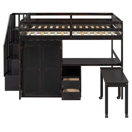 Full Multifunctional Solid Wood Loft Bed With Storage - Sleep Galleria