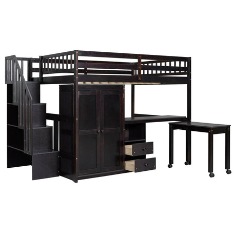 Full Multifunctional Solid Wood Loft Bed With Storage - Sleep Galleria
