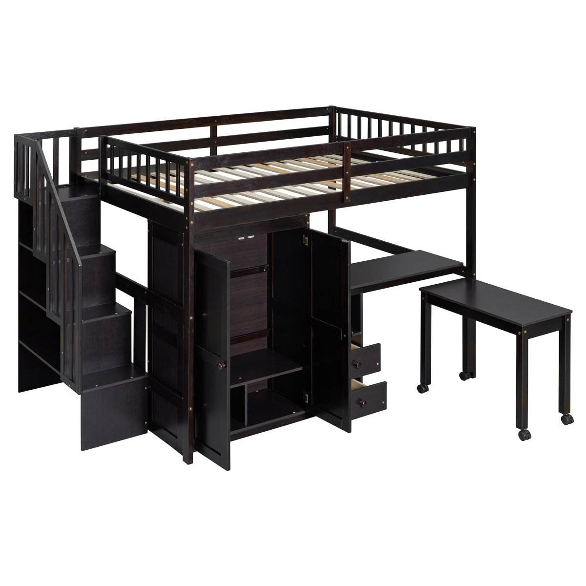 Full Multifunctional Solid Wood Loft Bed With Storage - Sleep Galleria