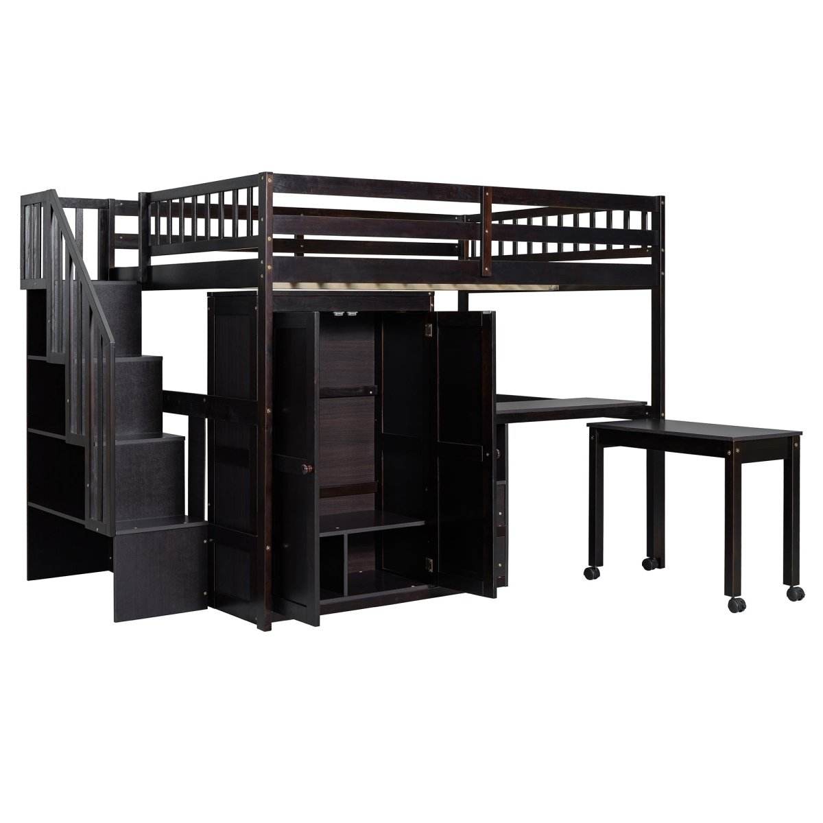 Full Multifunctional Solid Wood Loft Bed With Storage - Sleep Galleria