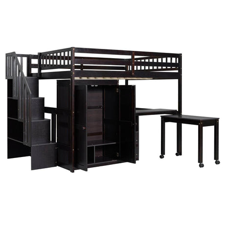 Full Multifunctional Solid Wood Loft Bed With Storage - Sleep Galleria