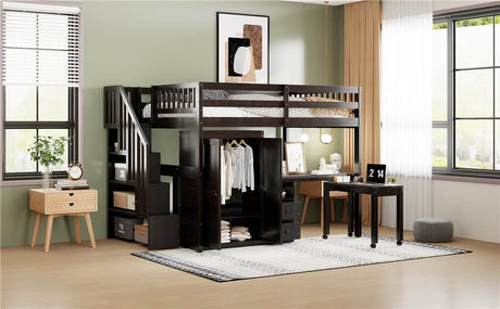 Full Multifunctional Solid Wood Loft Bed With Storage - Sleep Galleria