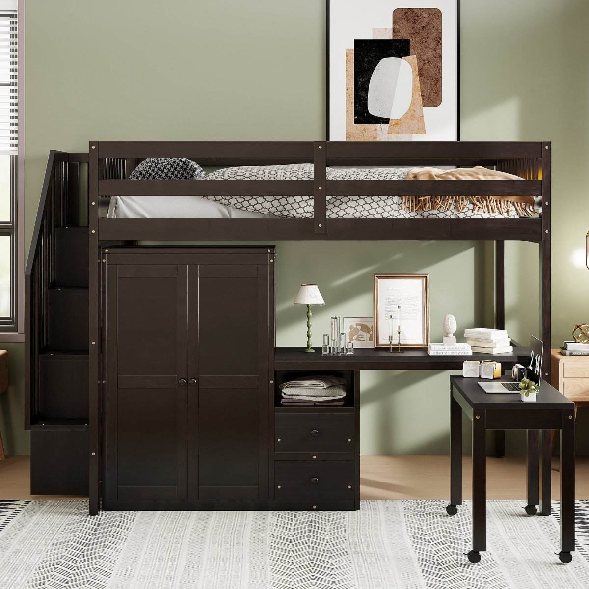 Full Multifunctional Solid Wood Loft Bed With Storage - Sleep Galleria