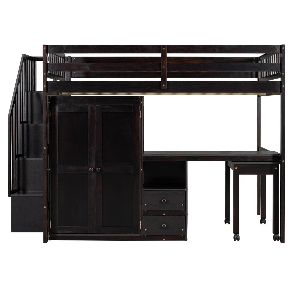 Full Multifunctional Solid Wood Loft Bed With Storage - Sleep Galleria