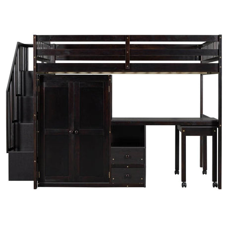 Full Multifunctional Solid Wood Loft Bed With Storage - Sleep Galleria