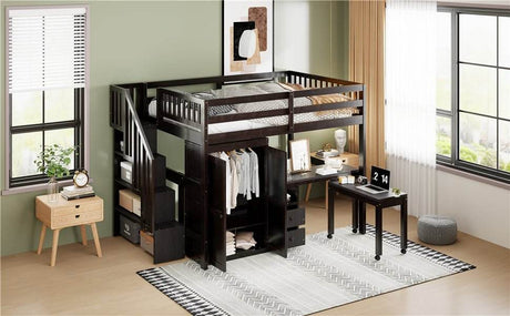 Full Multifunctional Solid Wood Loft Bed With Storage - Sleep Galleria