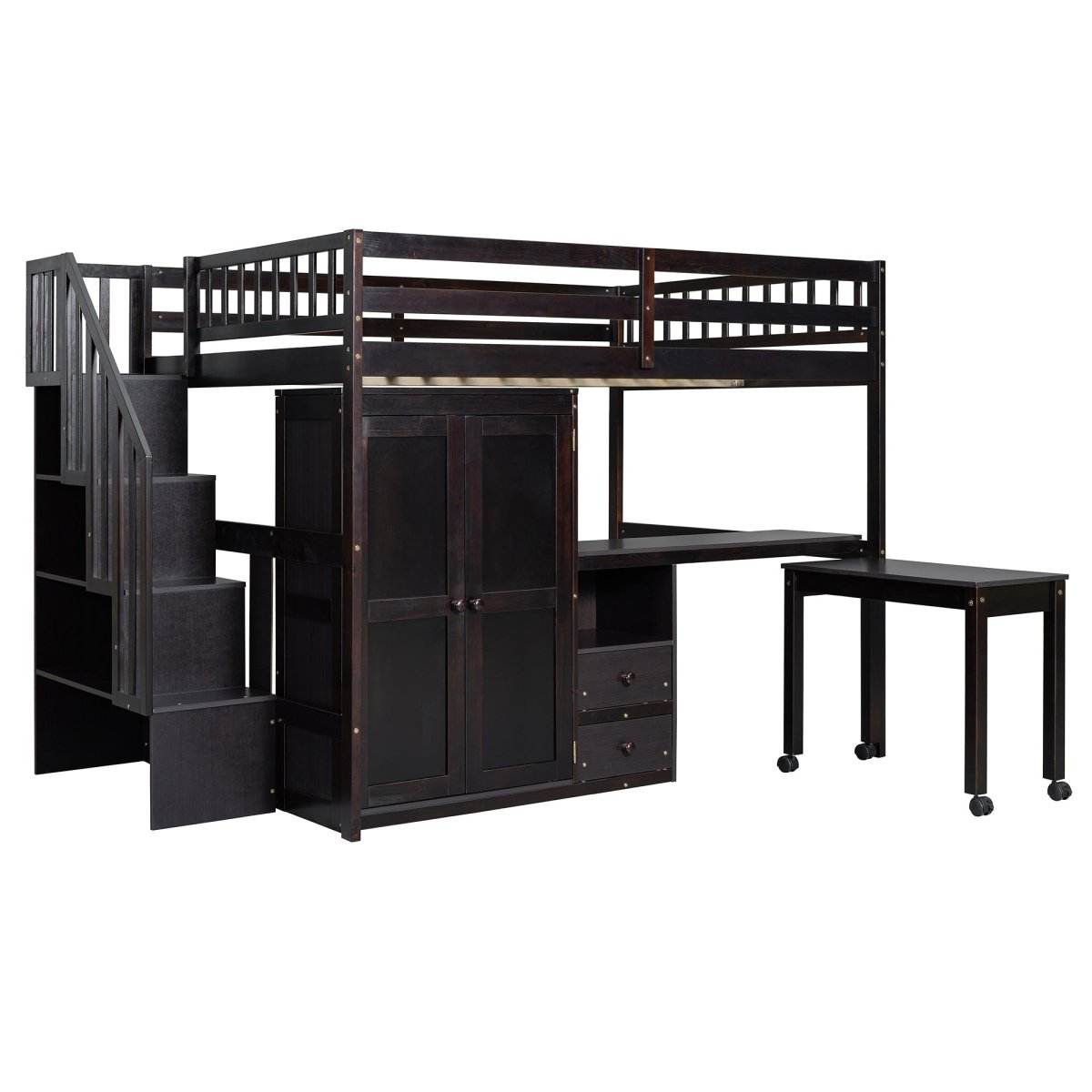 Full Multifunctional Solid Wood Loft Bed With Storage - Sleep Galleria