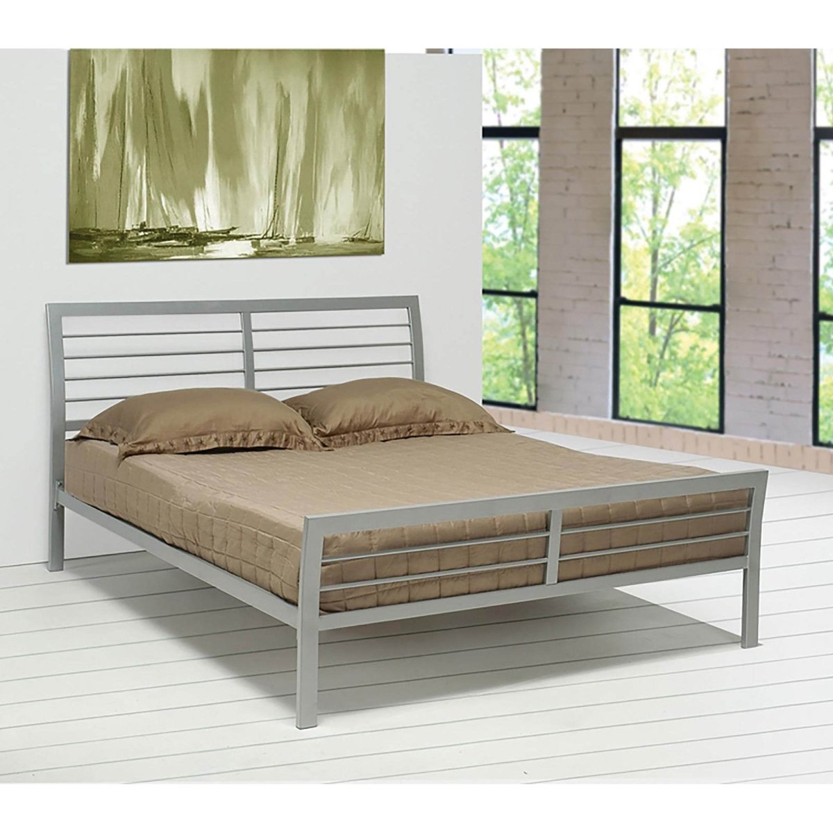 Full Silver Metal Kids Bed Frame - Serenova - Omega Lifestyles