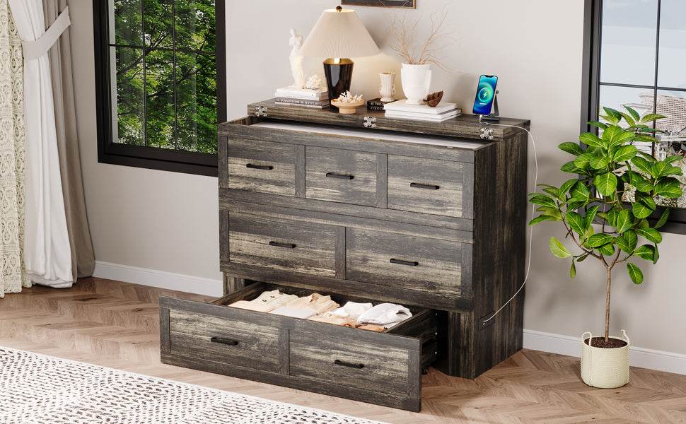 Full Size Murphy Bed Cabinet With Charging Station - Sleep Galleria