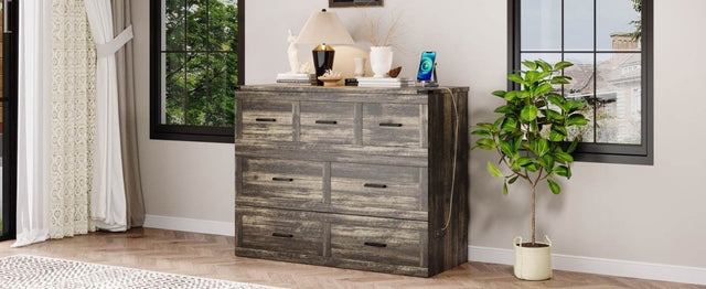 Full Size Murphy Bed Cabinet With Charging Station - Omega Lifestyles