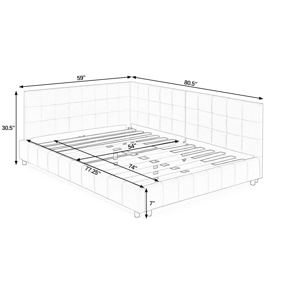 Full Velvet Upholstered Tufted Bed Frame With Armrest - Serenova - Omega Lifestyles
