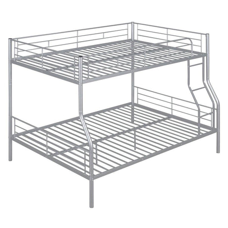 Full XL Over Queen Iron Metal Bunk Bed Silver Finish - Sleep Galleria