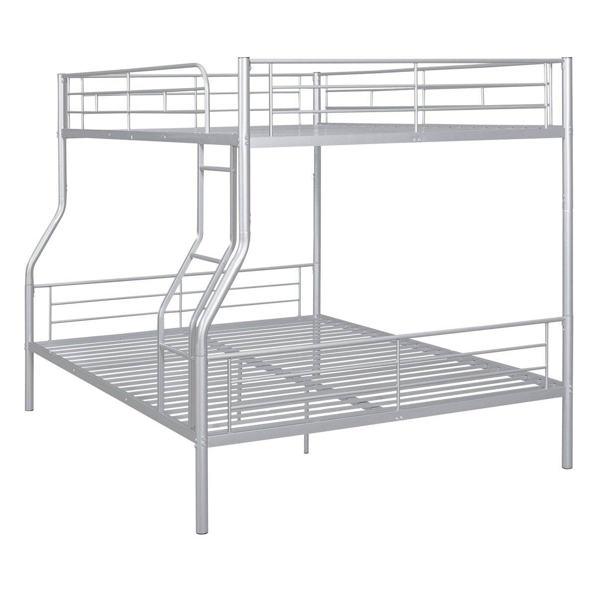 Full XL Over Queen Iron Metal Bunk Bed Silver Finish - Sleep Galleria