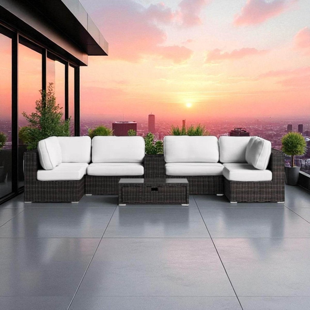 Fully Assembled Espresso Rattan Patio Seating Group - Serenova - Omega Lifestyles