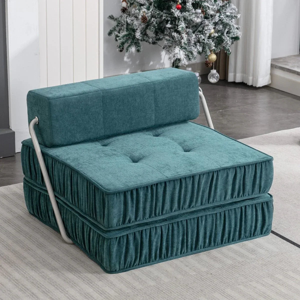 Green Medium-Soft Chenille Folding Sleeper Sofa Chair - Omega Lifestyles