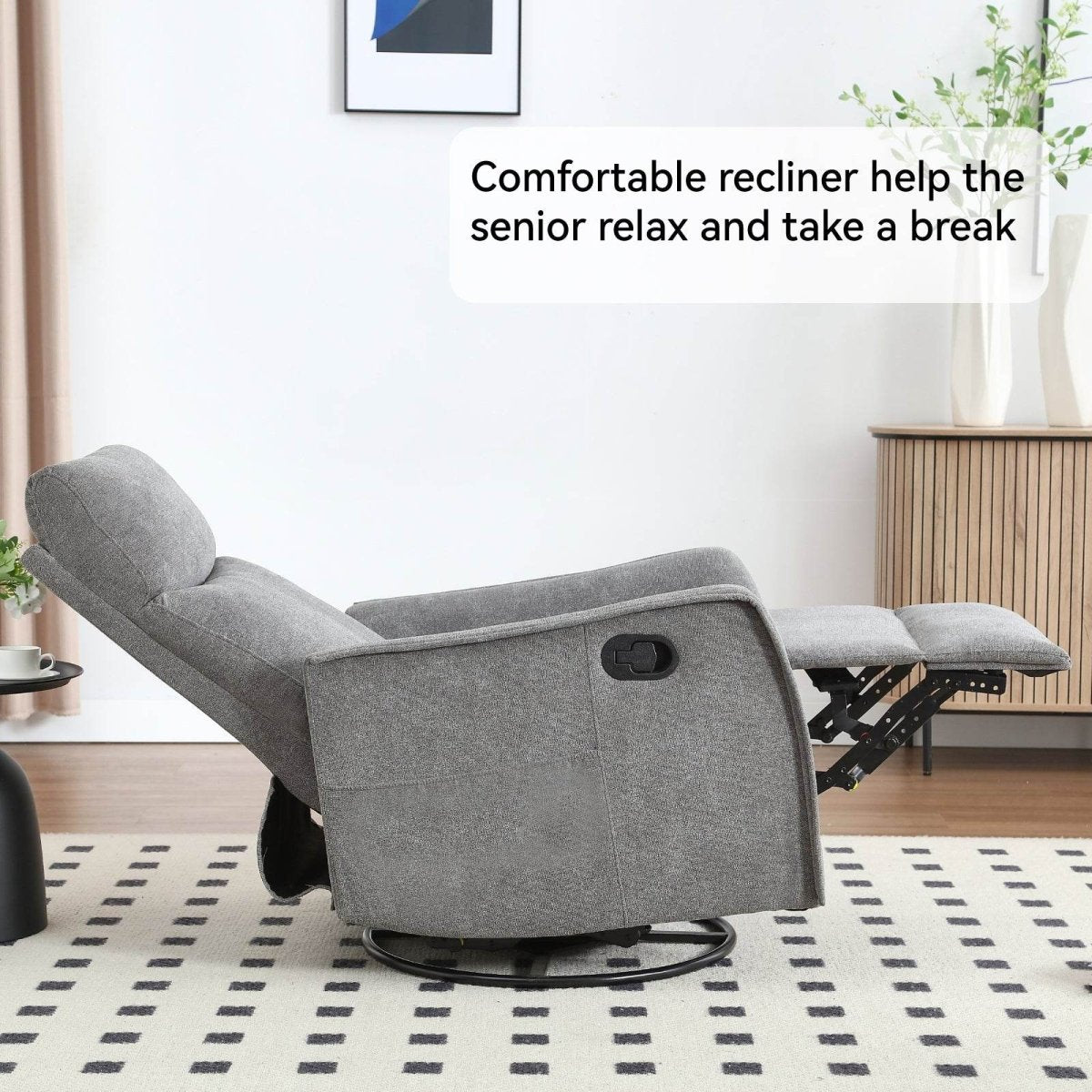 Heat Massage Manual Recliner Chair With Rocker Swivel - Serenova - Omega Lifestyles
