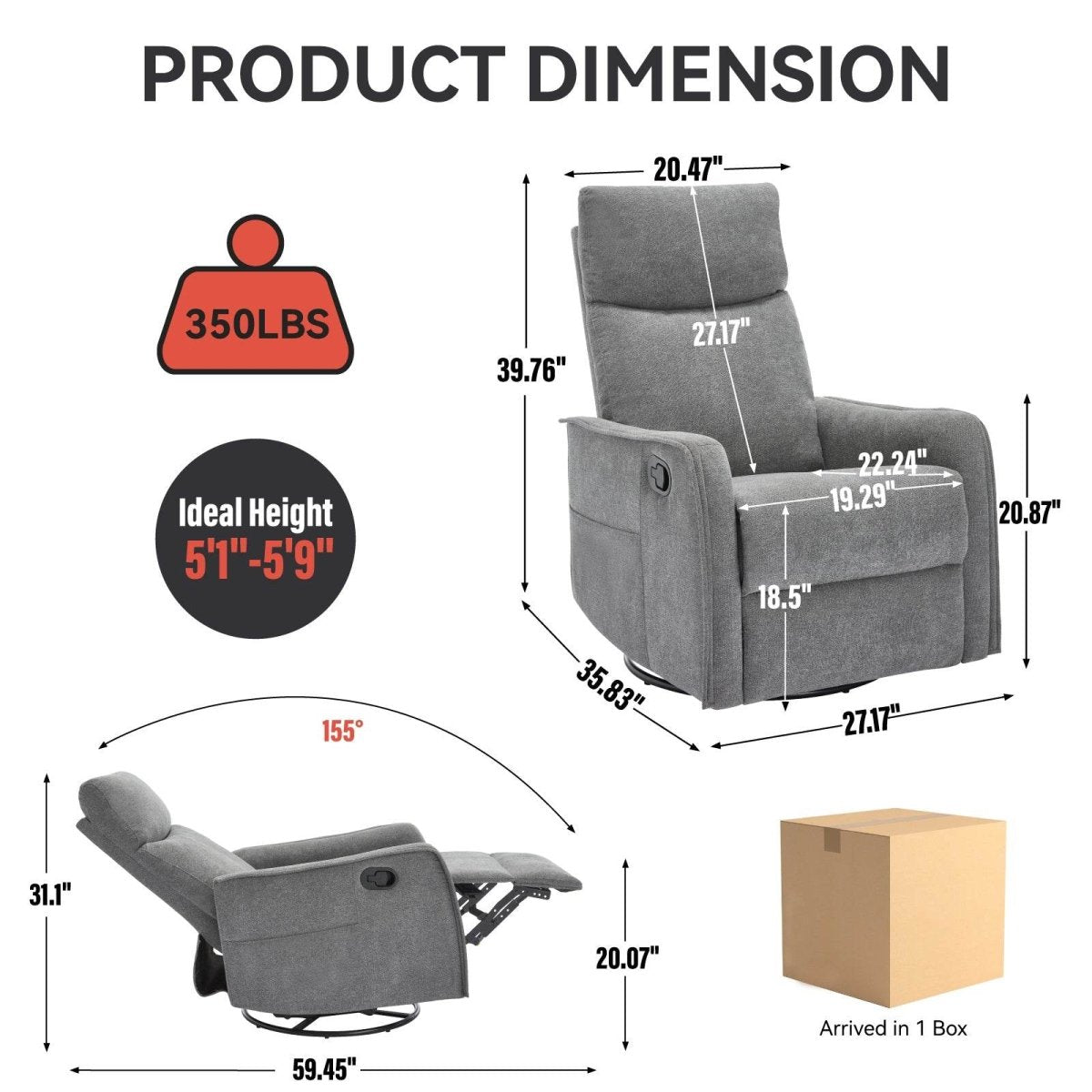 Heat Massage Manual Recliner Chair With Rocker Swivel - Serenova - Omega Lifestyles