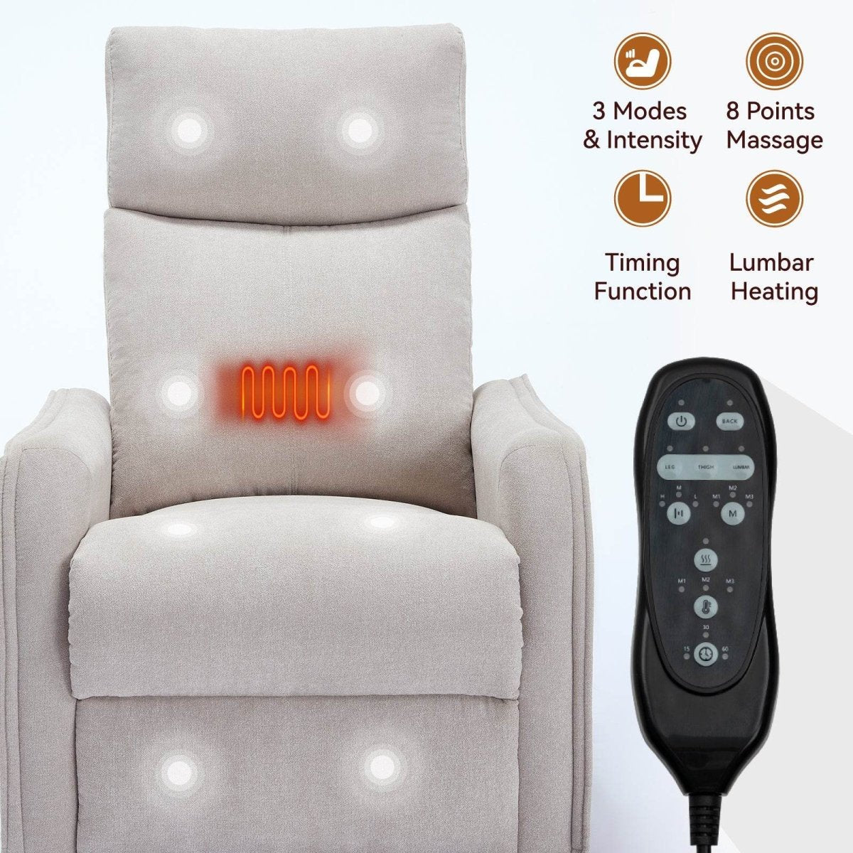Heat Massage Medium - Firm Manual Recliner Chair With Swivel - Serenova - Omega Lifestyles