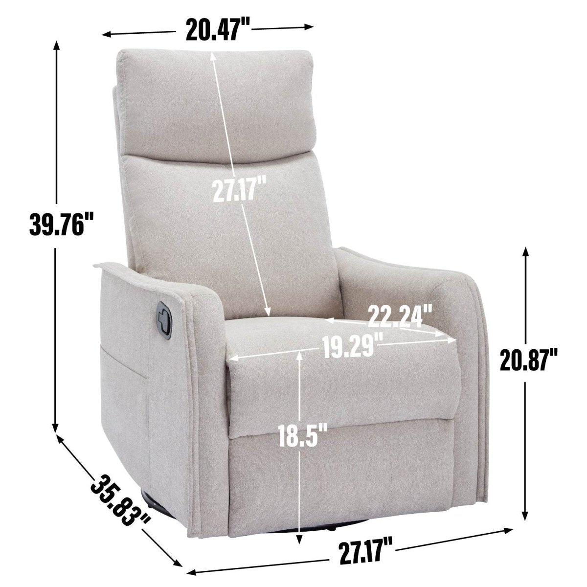 Heat Massage Medium - Firm Manual Recliner Chair With Swivel - Serenova - Omega Lifestyles