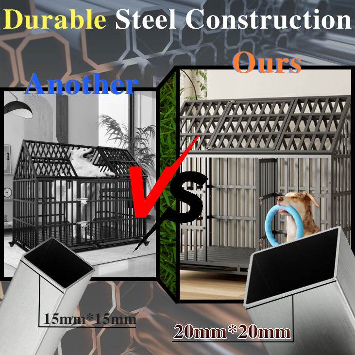Heavy Duty 52-Inch Carbon Steel Dog Crate With Wheels - Omega Lifestyles