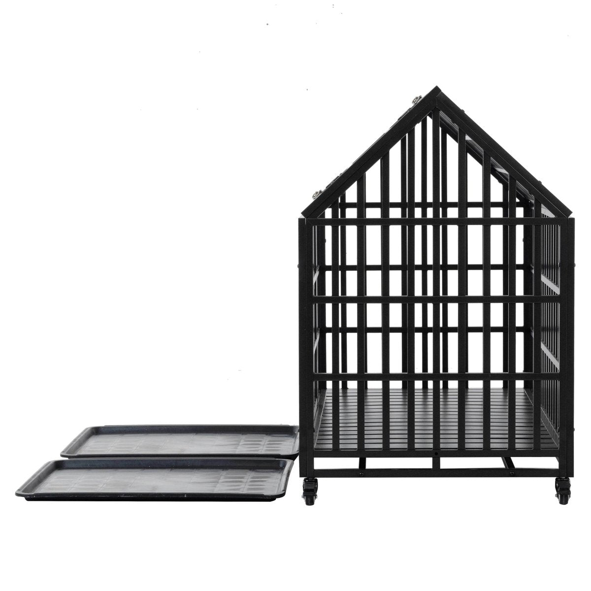 Heavy Duty 52-Inch Carbon Steel Dog Crate With Wheels - Omega Lifestyles