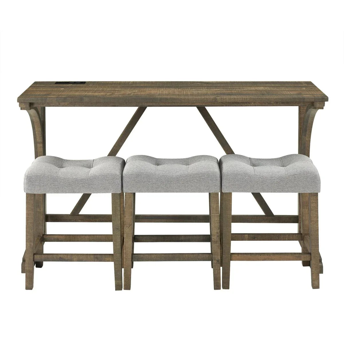 Industrial 4-Piece Bar Table And Chairs Set With Power Outlet - Omega Lifestyles