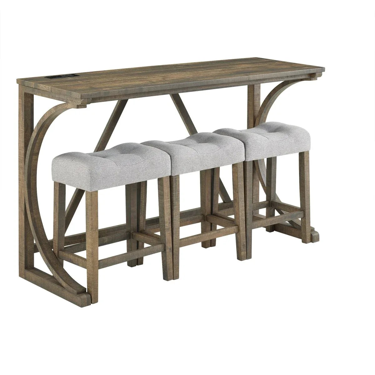 Industrial 4-Piece Bar Table And Chairs Set With Power Outlet - Omega Lifestyles