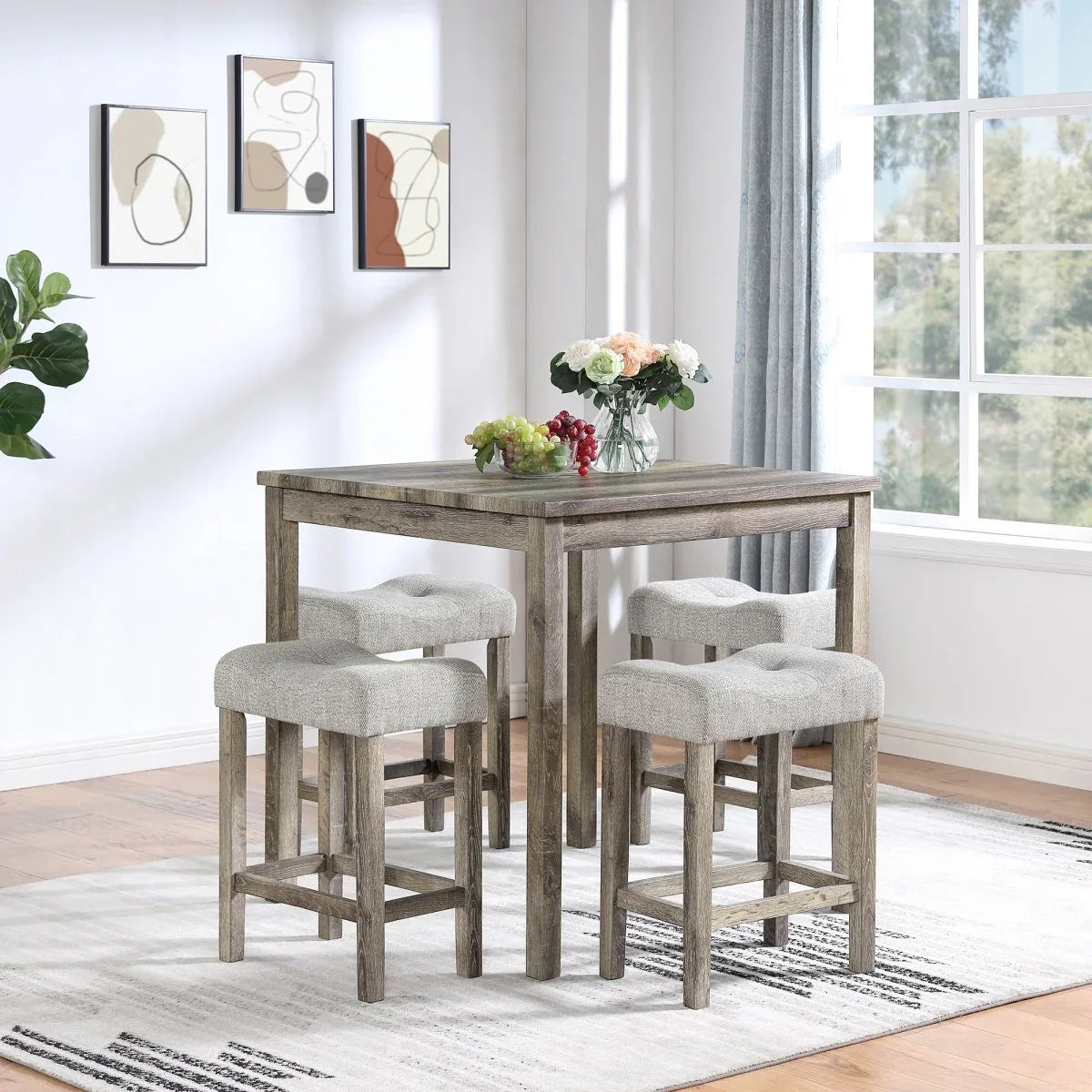 Industrial 5-Piece Brown MDF Dining Table And Chairs Set - Omega Lifestyles
