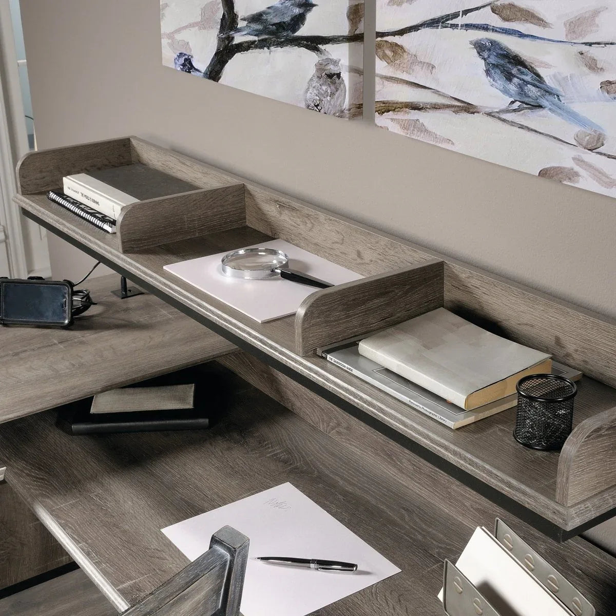 Industrial Brown L-Shaped Engineered Wood Computer Desk - Omega Lifestyles