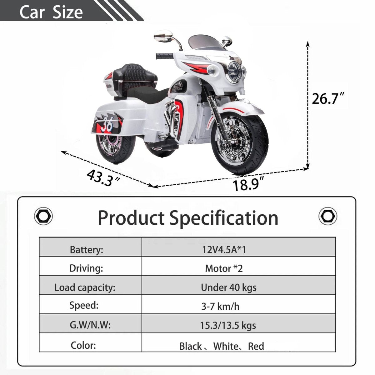 Kids Electric Two - Seat 12V Ride On Motorcycle With Storage - Serenova - Omega Lifestyles