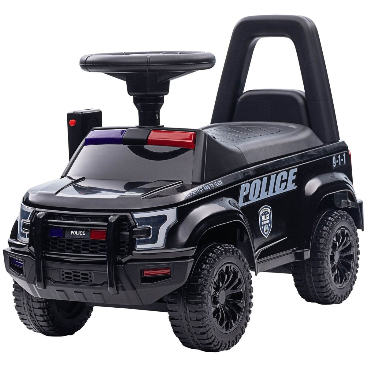 Kids Sliding Police Ride - On Car With PA System and Storage - Serenova - Omega Lifestyles
