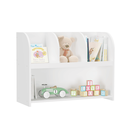 Kids White MDF Bookcase With 4 Compartments Storage - Sleep Galleria