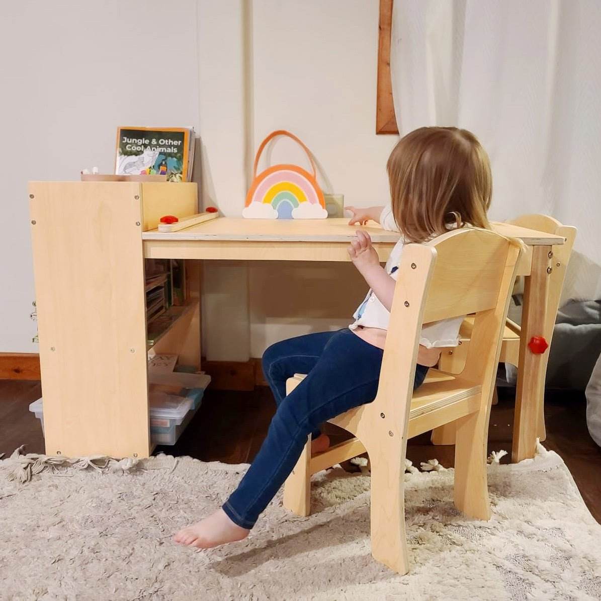 Kids Wooden Art Table And Chairs Set With Storage - Omega Lifestyles