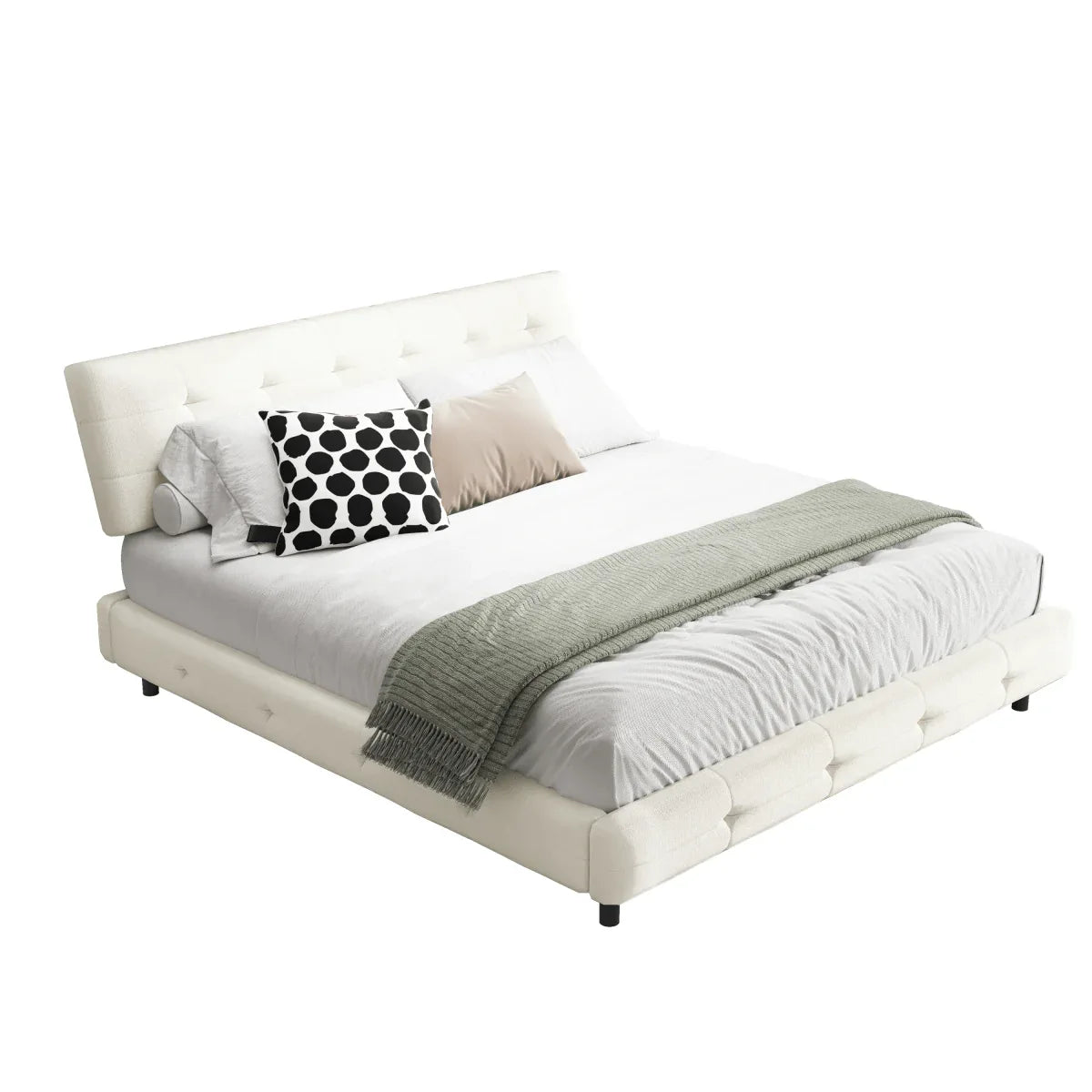 King Chenille Upholstered Platform Bed Frame - Omega Lifestyles