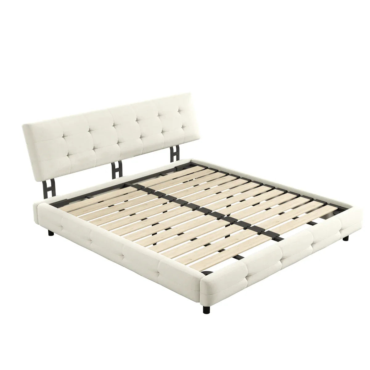 King Chenille Upholstered Platform Bed Frame - Omega Lifestyles