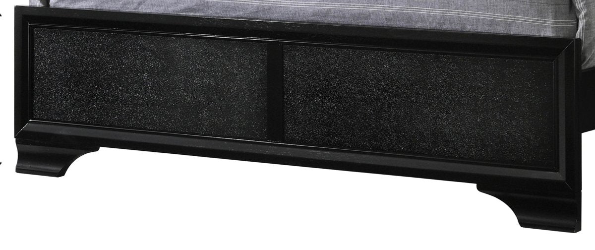 King Modern Black Upholstered LED Panel Bed Frame - Serenova - Omega Lifestyles