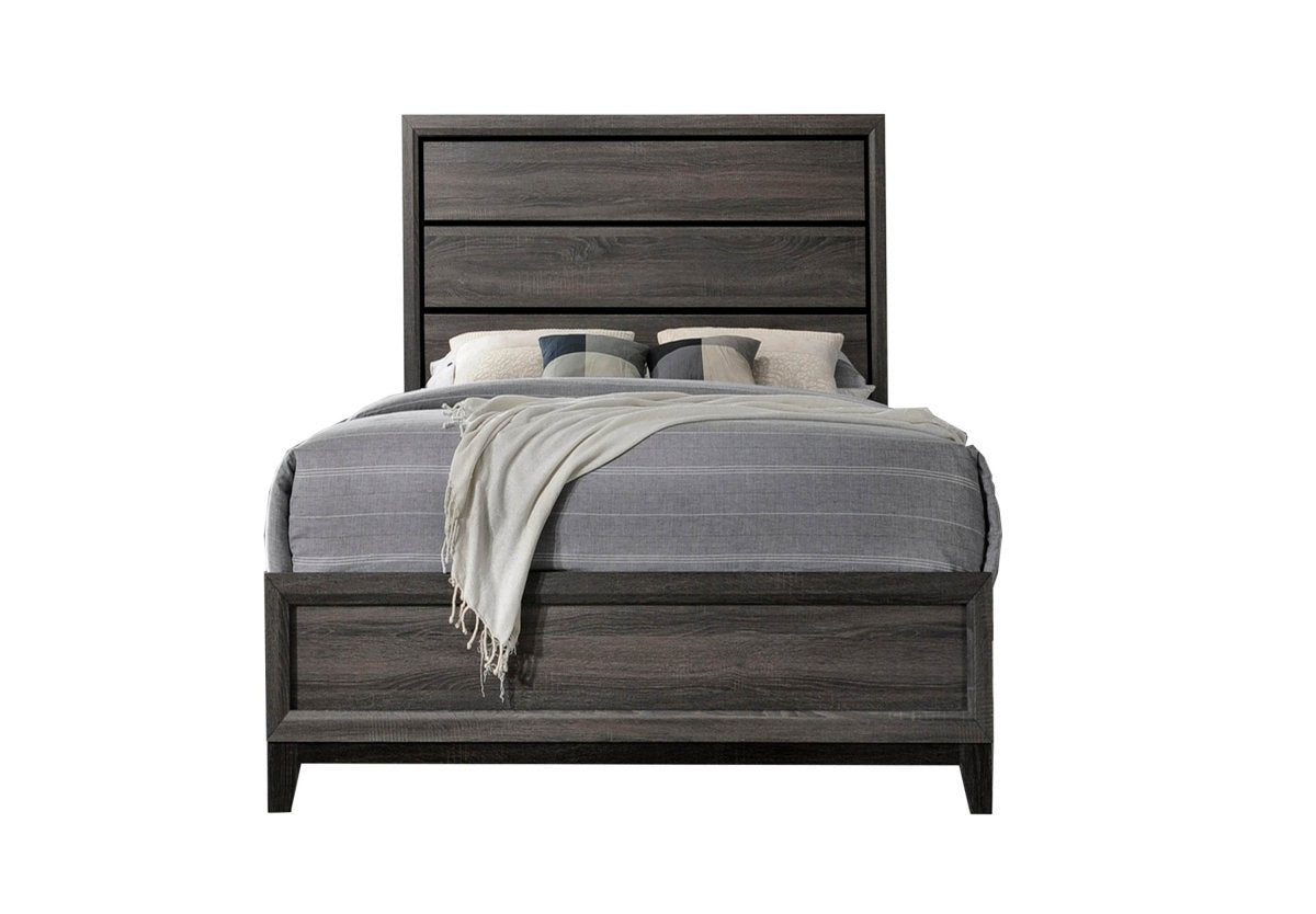 King Modern Rustic Gray Wood Bedroom Bed Frame - Serenova - Omega Lifestyles