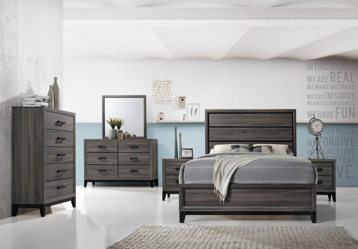 King Modern Rustic Gray Wood Bedroom Bed Frame - Serenova - Omega Lifestyles