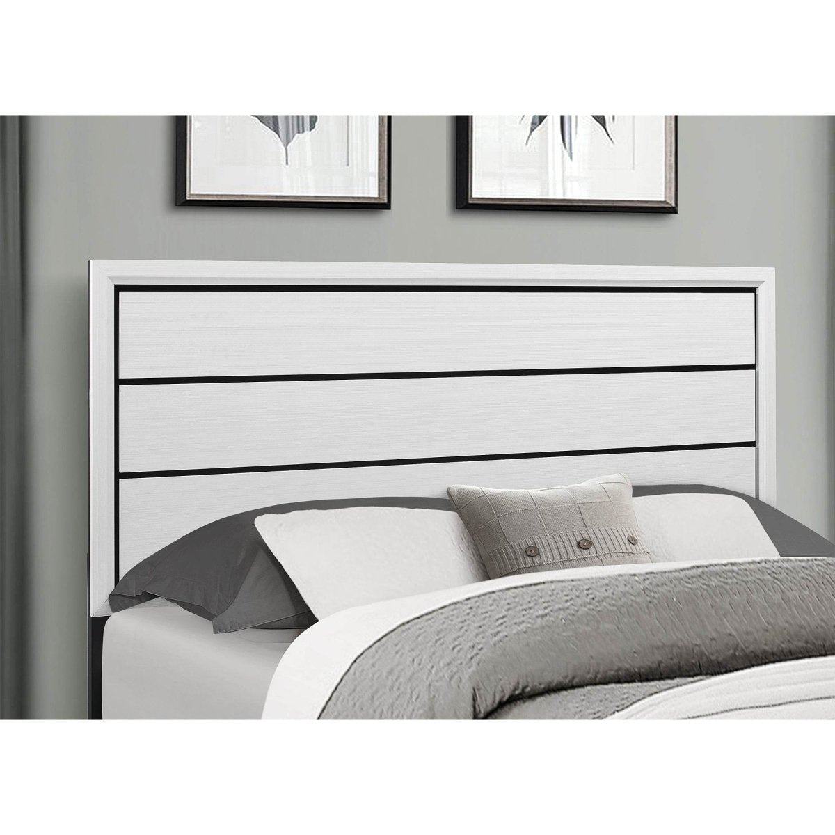 King Transitional White Rubber Wood Panel Bed Frame - Serenova - Omega Lifestyles