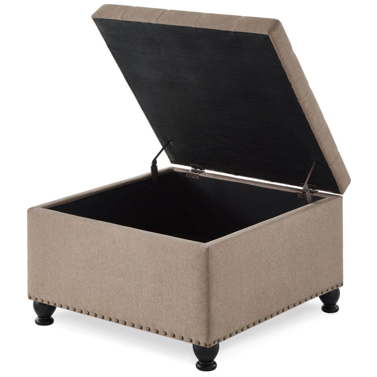 Linen Upholstered Square Storage Ottoman With Tufted Top - Sleep Galleria