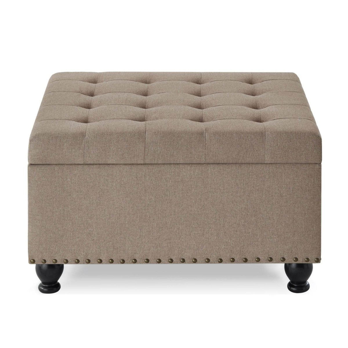 Linen Upholstered Square Storage Ottoman With Tufted Top - Sleep Galleria