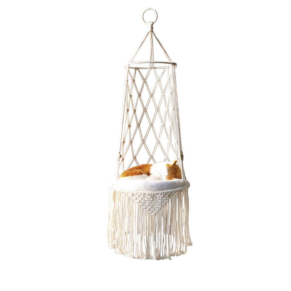 Macrame Hanging Cat Hammock Pet Bed - Sleep Galleria